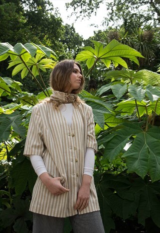 OVERSIZED STRIPED BLAZER WITH HALF SLEEVES