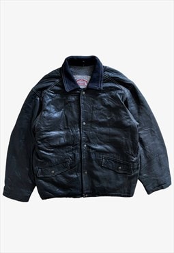 Vintage Men's Redskins Black Leather Varsity Jacket