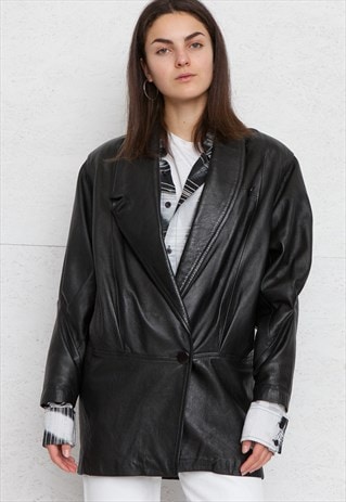 VINTAGE BLACK GIORGIO MOBIANI LEATHER JACKET