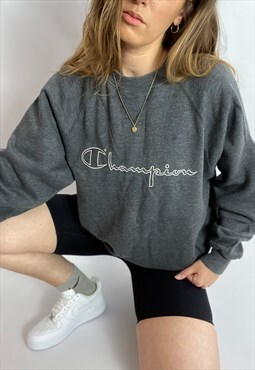 Vintage Champion Spellout Sweatshirt in grey