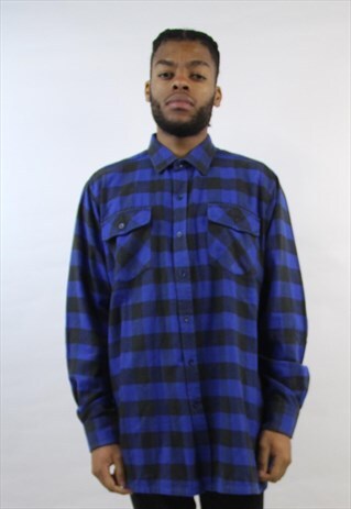 VINTAGE 90'S BLUE CHECK FLANNEL SHIRT