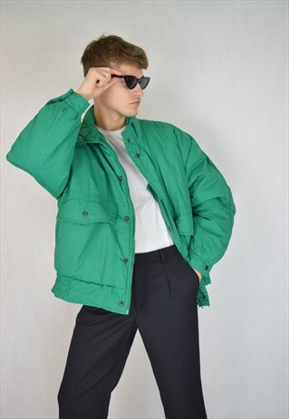 VINTAGE GREEN RAVE PUFFER JACKET