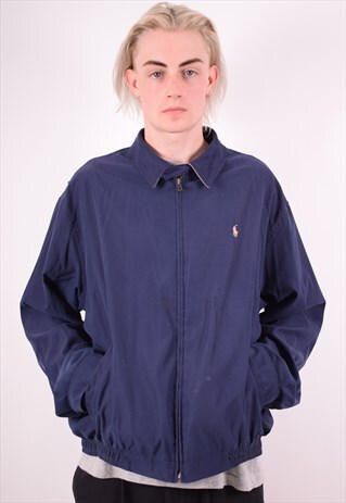 POLO RALPH LAUREN MENS VINTAGE HARRINGTON JACKET XL BLUE 90S