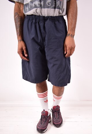 ADIDAS MENS VINTAGE SHORTS LARGE NAVY BLUE 90S