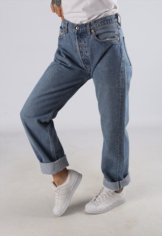 VINTAGE 501'S LEVIS DENIM JEANS HIGH WAISTED UK 12 - 14 (V2F