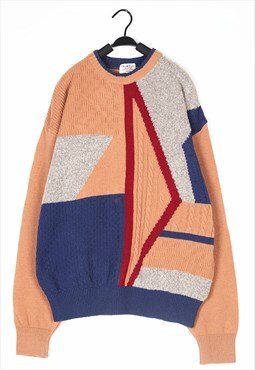 Orange Patterned wool knitwear jumper knit 