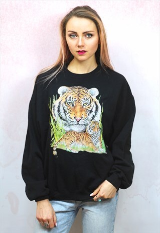 1990S VINTAGE BLACK TIGER SWEATER