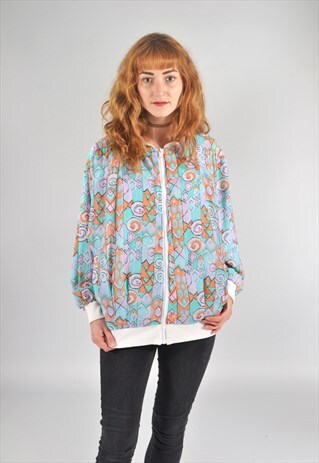 VINTAGE REVERSIBLE MULTICOLOURED SILKY BOMBER JACKET