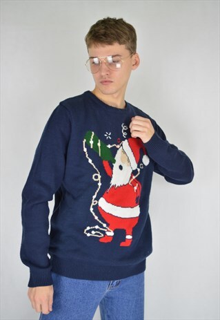 VINTAGE BLUE WINTER CHRISTMAS 90'S LED SWEATSHIRT