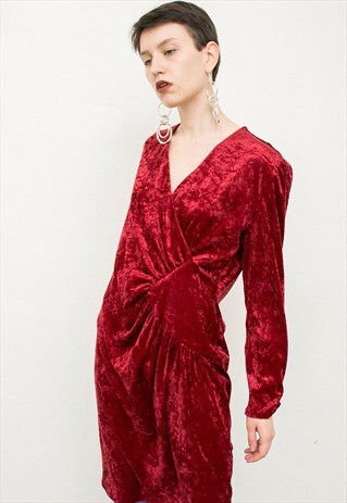 VINTAGE VELVET DRESS RED NEW YEARS PARTY ELEGANT BRIGHT