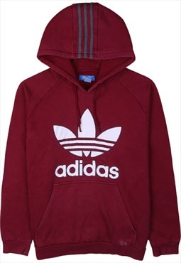 Vintage 90's Adidas Hoodie Pullover Spellout Burgundy Red