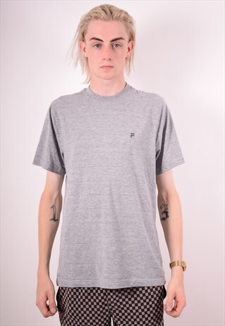 FILA MENS VINTAGE T-SHIRT TOP MEDIUM GREY 90S