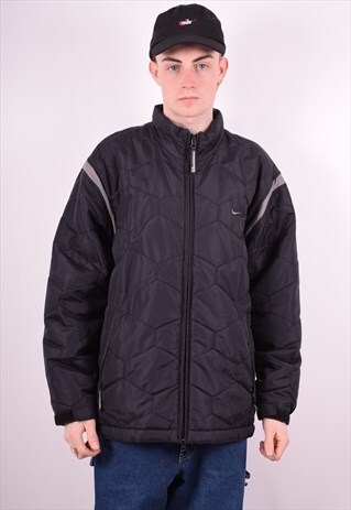 NIKE MENS VINTAGE PADDED JACKET LARGE BLACK 90'S