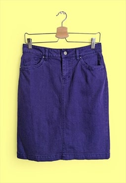 Vintage 90's Y2K Purple Denim Pencil Skirt Knee Length Midi