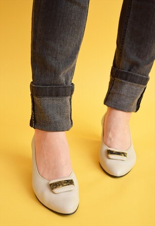 70'S RETRO MINIMALIST SCANDI REAL LEATHER PUMPS SHOES