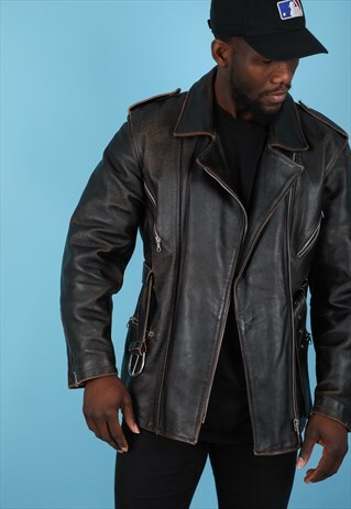 VINTAGE LEATHER BIKER JACKET NJ350