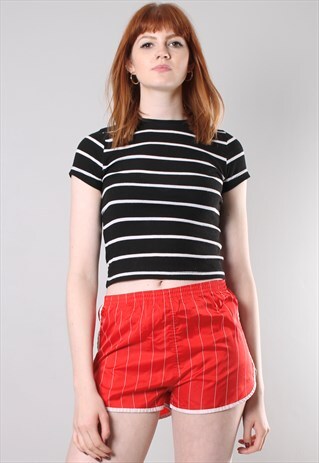 VINTAGE 80S RED PIN STRIPE SPRINTER SPORTS SHORTS