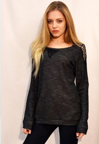 LACE SHOULDER SWEATSHIRT