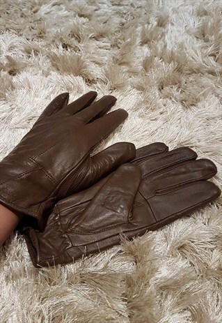 BROWN REAL LEATHER CLASSIC GLOVES