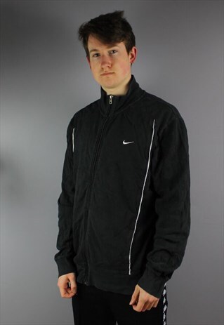 VINTAGE NIKE WINDBREAKER IN BLACK WITH EMBROIDERED LOGO