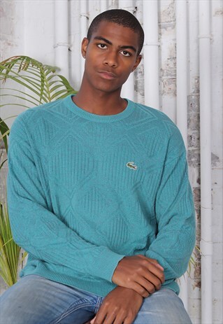 VINTAGE LACOSTE LOGO KNITTED JUMPER BLUE
