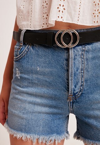 SUBDUED BLACK DOUBLE BUCKLE RING BELT