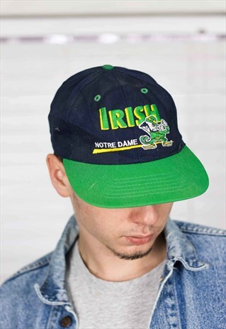 VINTAGE IRISH NOTRE DAME BASEBALL CAP LOGO 90S ONE SIZE 2.8