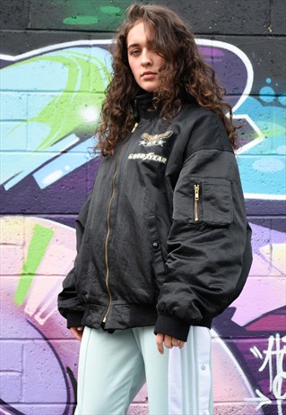 SWINGSTER GOODYEAR BLACK BOMBER JACKET