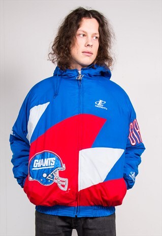 90'S VINTAGE NFL OFFICIAL NEW YORK GIANTS PADDED COAT JACKET