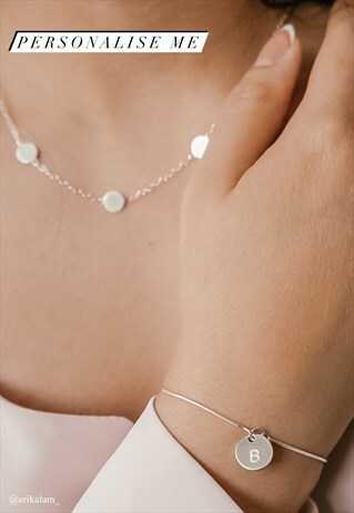 PERSONALISED INITIAL COIN BRACELET STERLING SILVER