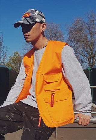 FMC Y2K UTILITY VEST NEON ORANGE