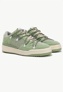 Retro classic suede sneakers double laces shoes in green