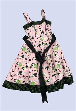 Baby Pink Black Polka Dot Pin Up Alternative Dixie Dress