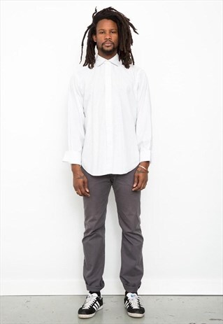 VINTAGE 90'S RALPH LAUREN SMALL CHECK WHITE & BLUE SHIRT
