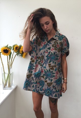 CRAZY PATTERN OVERSIZED RETRO VINTAGE UNISEX FESTIVAL SHIRT