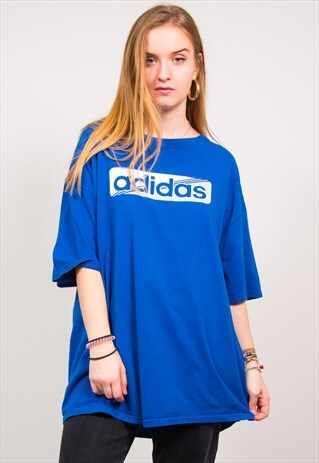 ADIDAS VINTAGE 90'S BLUE OVERSIZED SPORTS T-SHIRT