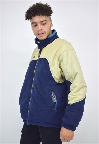 VINTAGE 90S COLUMBIA CREAM BLUE REVERSIBLE JACKET