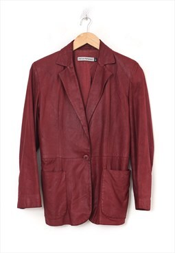 Vintage EMPORIO ARMANI Blazer Jacket Coat Leather Red