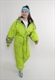 Vintage 80s one piece ski suit, acid green ski jumpsuit