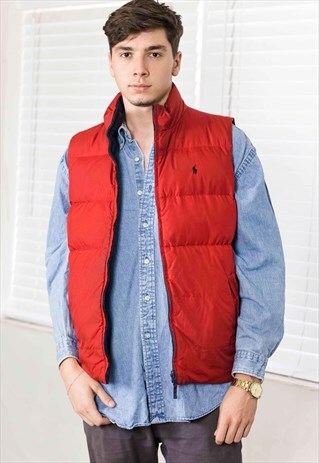VINTAGE RALPH LAUREN REVERSIBLE PUFFER JACKET LOGO 90S X 19