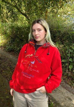 Vintage 90s Ski Embroidered Fleece size Medium in Red