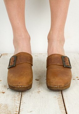 Vintage Women's MOHEDA Sweden Closed Leather Clogs sandals
