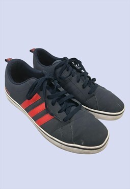 Mens Navy Blue Red Stripe Low Casual Trainers 