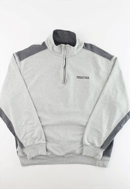 Vintage Nautica Competition Quarter Zip Sweatshirt - Grey XL