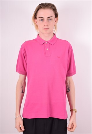 FILA MENS VINTAGE POLO SHIRT MEDIUM PINK 90S