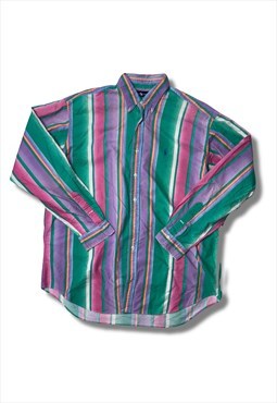 vintage multicolour striped 90s ralph lauren shirt
