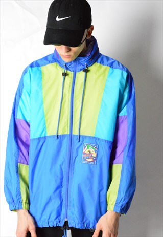 VINTAGE 90S COLOUR BLOCK FESTIVAL RAIN COAT
