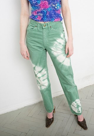 VINTAGE GREEN TIE DYE LEE COOPER JEANS MID-RISE STRAIGHT LEG