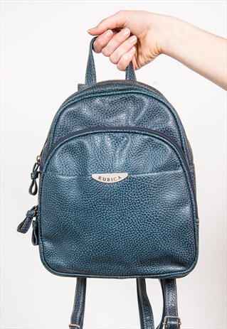 VINTAGE 90'S TEXTURED FAUX LEATHER RUCKSACK BACKPACK