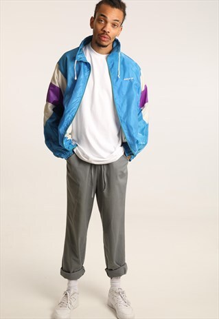 VINTAGE ADIDAS EMBROIDERED SPELLOUT SHELL JACKET